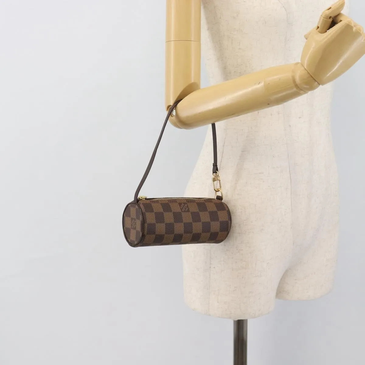 Louis Vuitton Papillon Pochette Damier Ebene, Brown, Canvas, Clutch