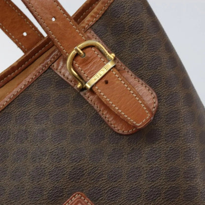 Celine Vintage Macadam Shopper Tote Canvas and Leather, Brown, Canvas, Tote Bag