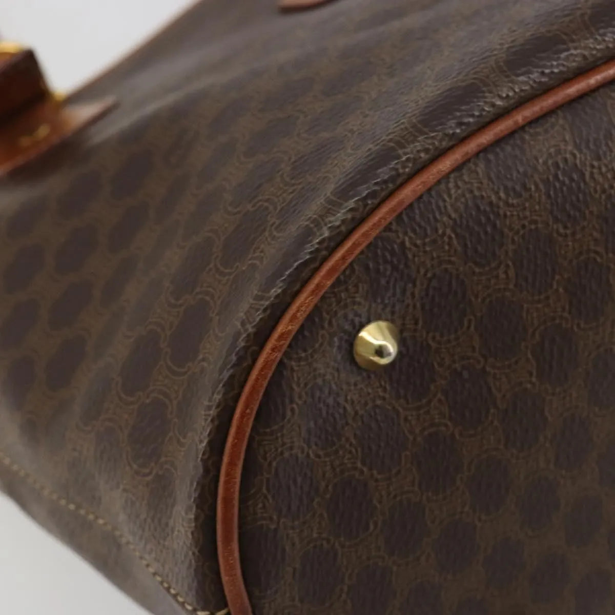 Celine Vintage Macadam Canvas and Leather, Brown, PVC, Handbag