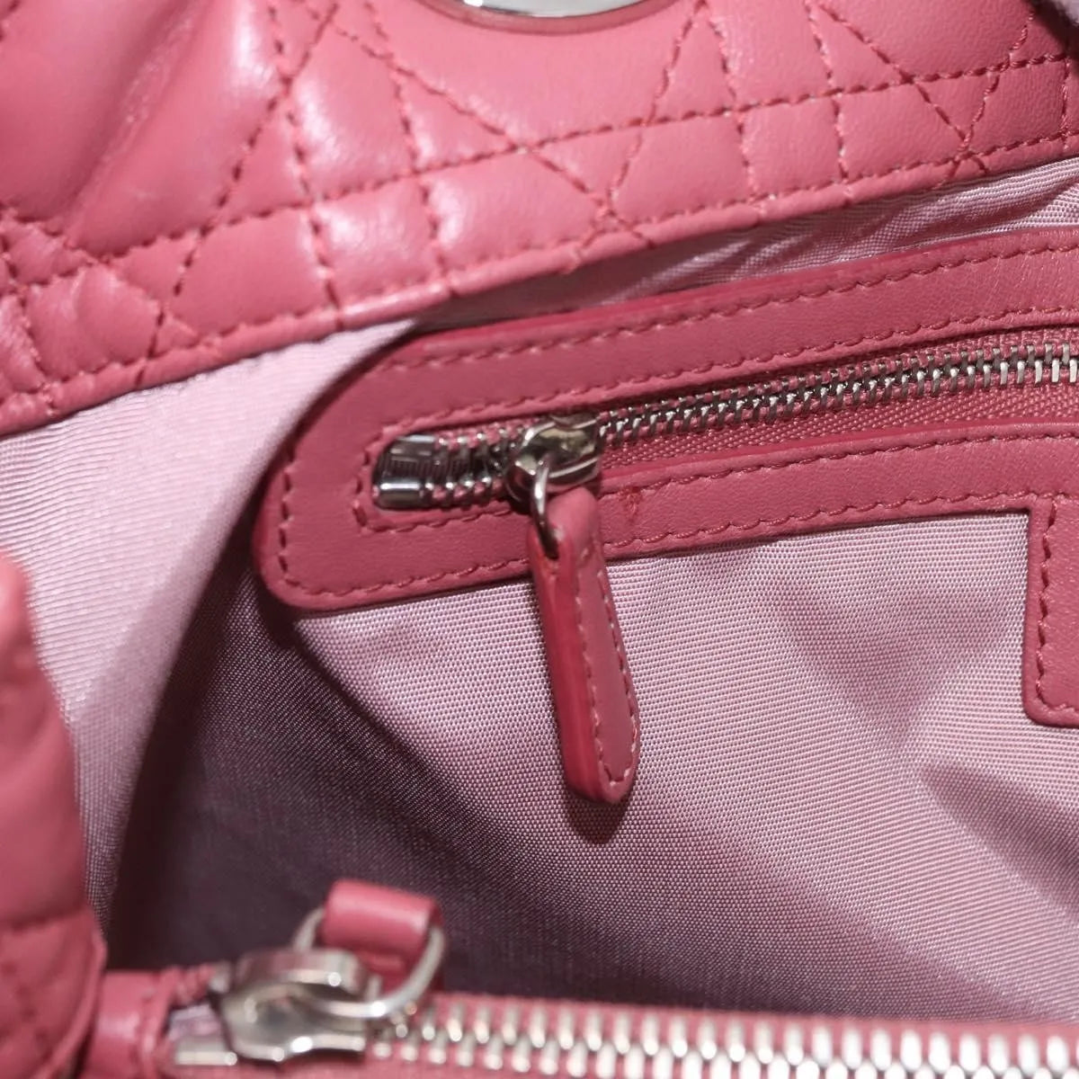 Christian Dior Soft Chain Tote Cannage Quilt Lambskin, Pink, Leather, Handbag