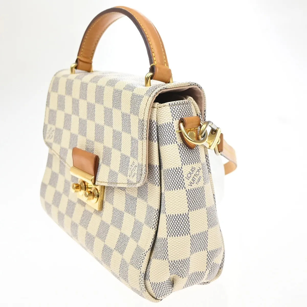 Louis Vuitton Croisette Damier, White, Canvas, Handbag