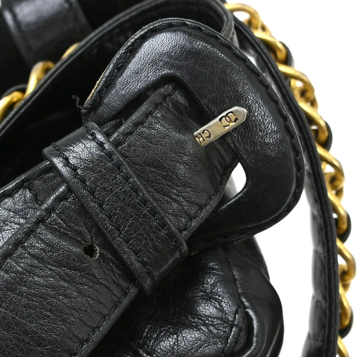 Chanel Vintage CC Flap Waist Quilted Leather, Black, Leather, Clutch
