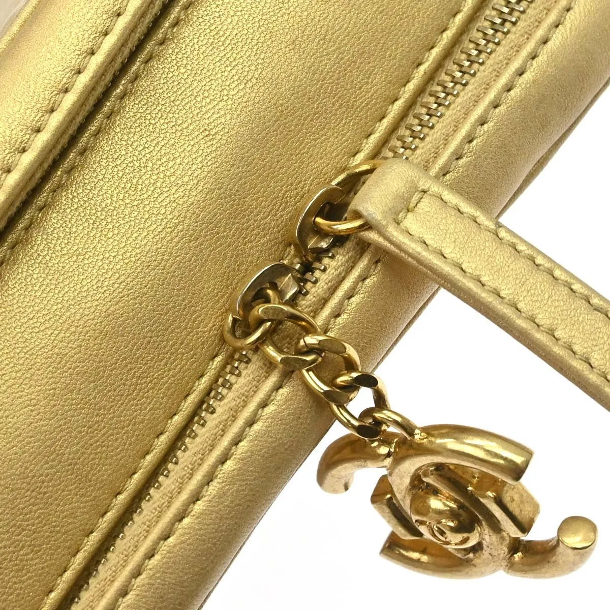 Chanel Coco Boy Camera Quilted Leather, Gold, Leather, Shoulder Bag