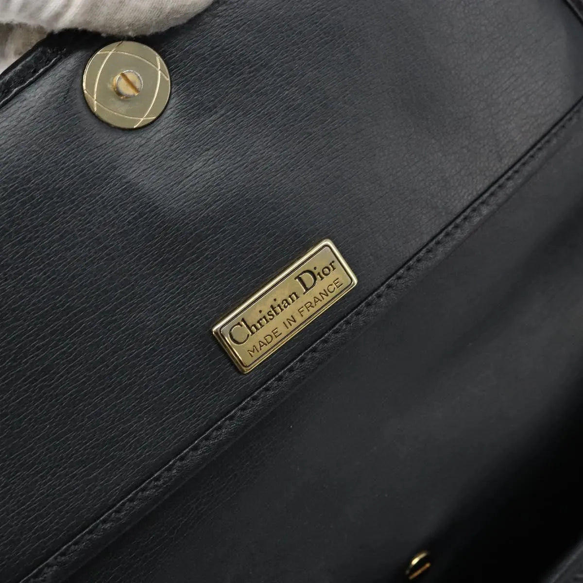 Christian Dior Vintage CD Logo Leather, Black, Leather, Shoulder Bag