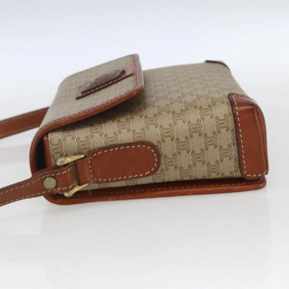 Celine Vintage Macadam Canvas and Leather, Beige, Canvas, Shoulder Bag