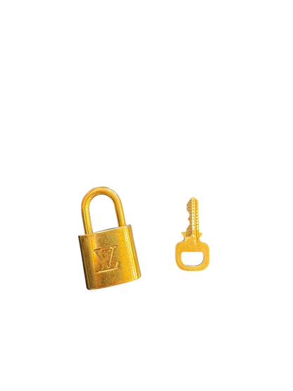 Louis Vuitton Padlock and Key Logo Metal, Gold, Metal, Charm