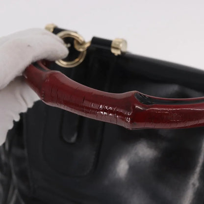 Gucci Pop Bamboo Handle Dialux Coated Canvas, Black, PVC, Handbag