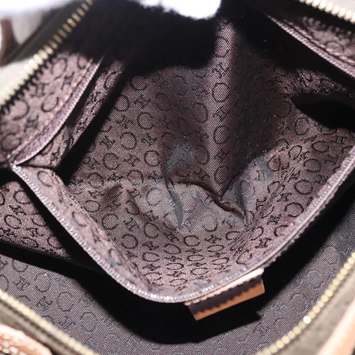 Celine C Macadam Suede and Leather, Green, Suede, Handbag