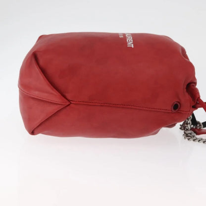 Saint Laurent Teddy Bucket Leather, Red, Leather, Shoulder Bag