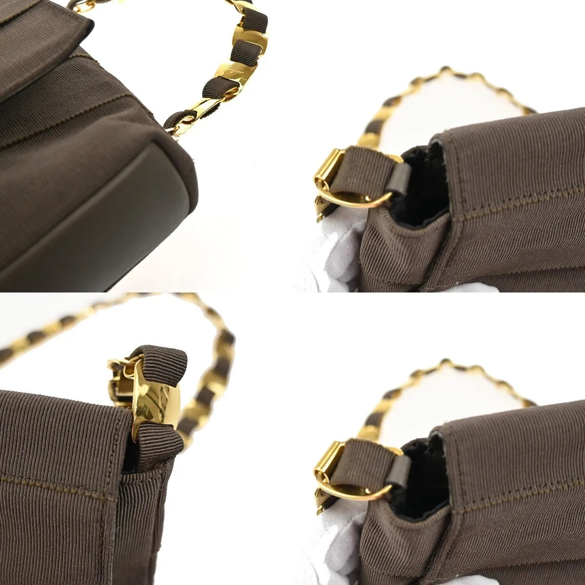 Salvatore Ferragamo Vala Canvas, Brown, Canvas, Shoulder Bag