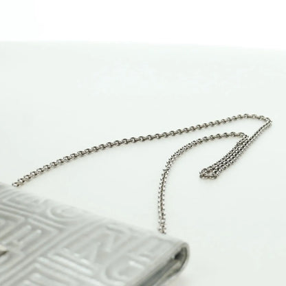 Fendi Wallet on Chain Logo Embossed Leather, Silver, Leather, Wallet