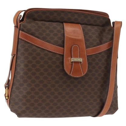 Celine Vintage Macadam Canvas and Leather, Brown, Canvas, Shoulder Bag