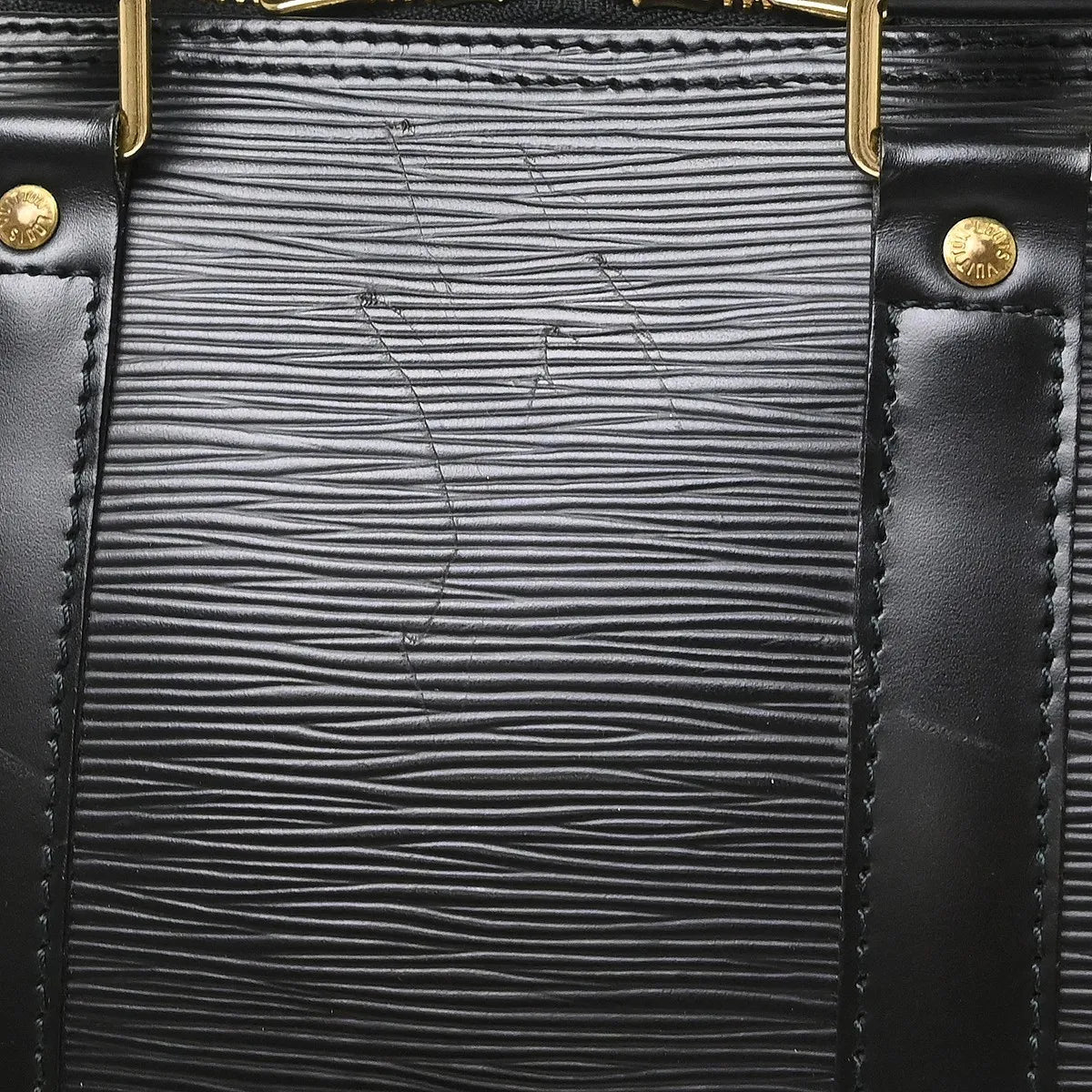 Louis Vuitton Keepall Epi, Black, Leather, Travel Bag