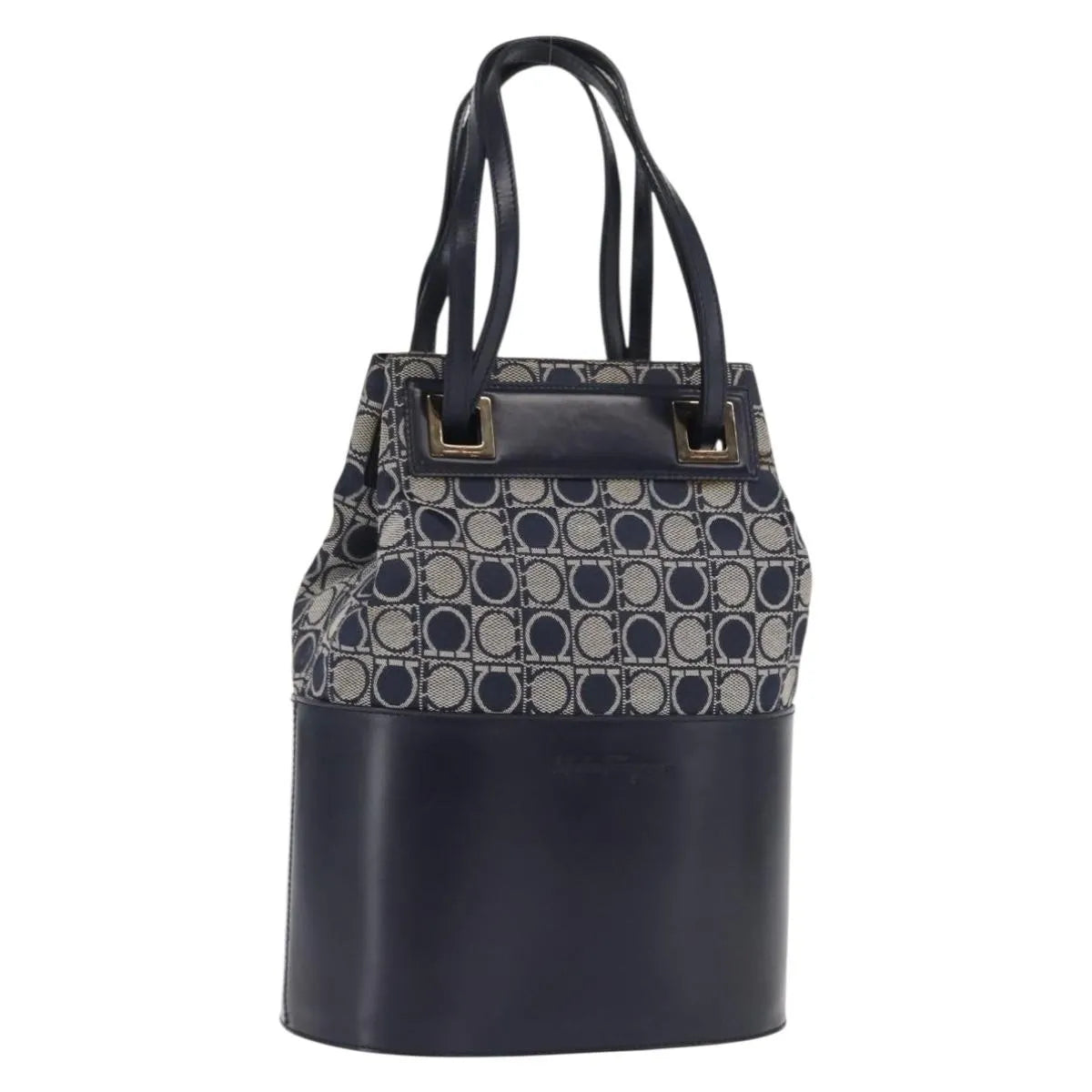 Salvatore Ferragamo Gancini Canvas and leather, Navy, Canvas, Shoulder Bag
