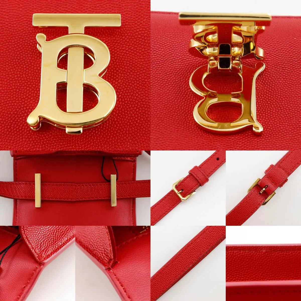 Burberry TB Flap Leather, Red, Leather, Clutch
