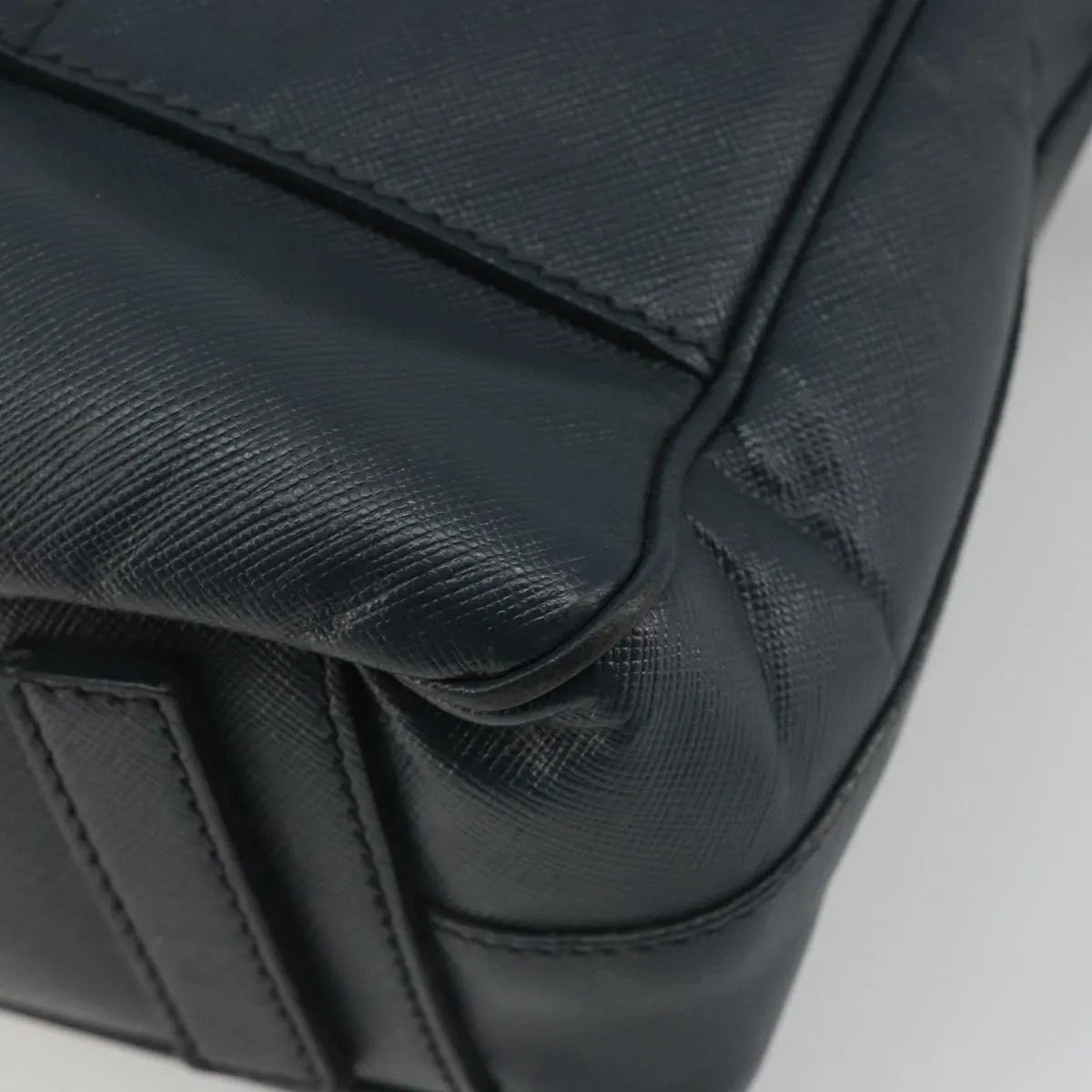 Prada Zip Around Saffiano Leather, Navy, Leather, Briefcase
