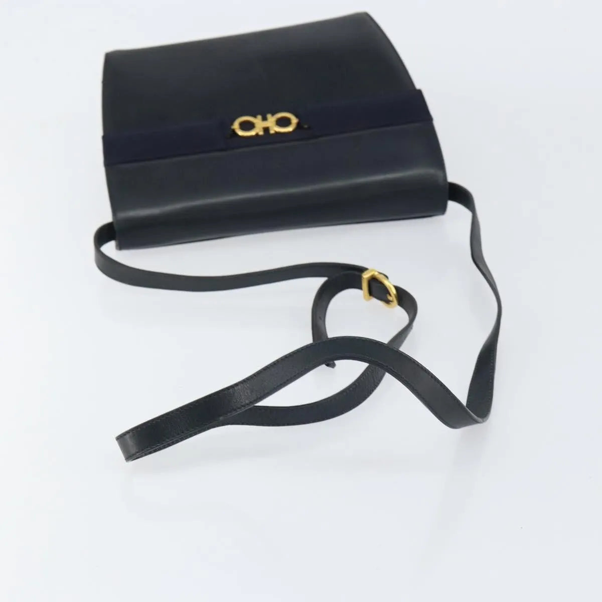 Salvatore Ferragamo Gancini Leather, Black, Leather, Shoulder Bag