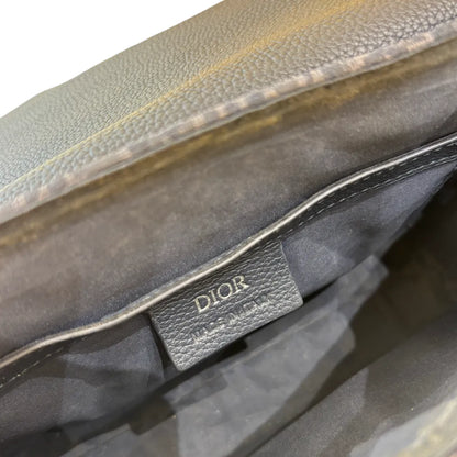 Christian Dior Saddle Flap Messenger Oblique Canvas and Leather, Blue, Canvas, Shoulder Bag
