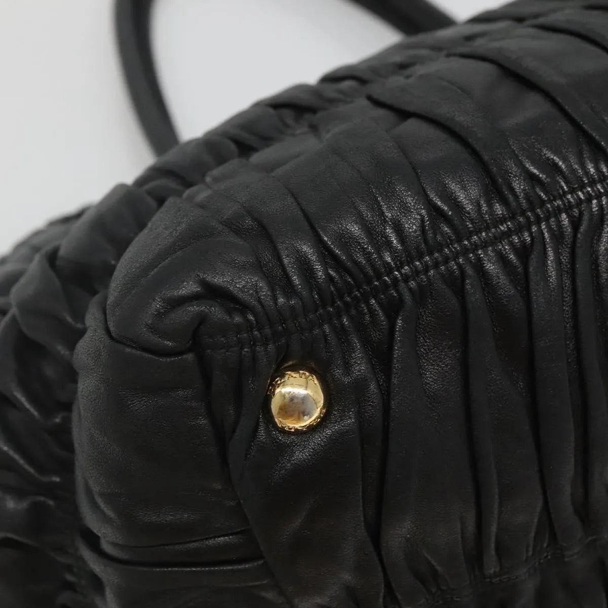 Prada Nappa Gaufre Bow Leather, Black, Leather, Tote Bag