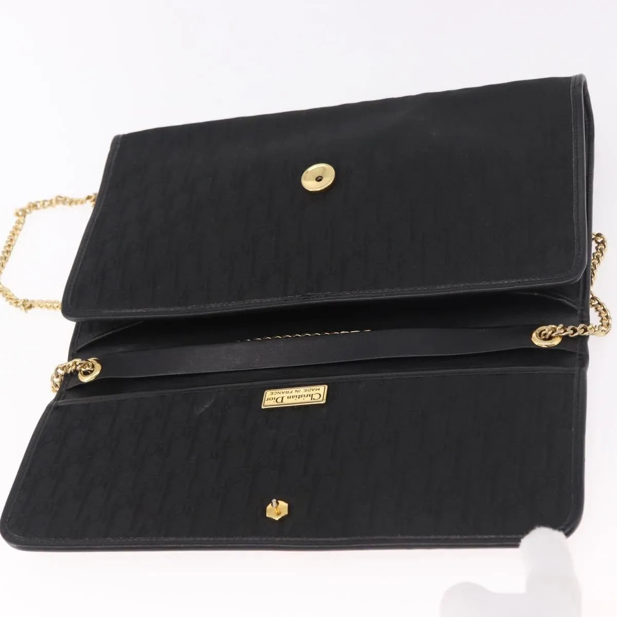 Christian Dior Vintage Honeycomb chain Canvas, Black, Canvas, Shoulder Bag