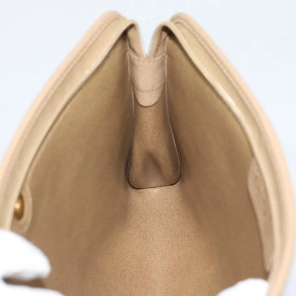Christian Dior Vintage Zip Pochette Leather, Beige, Leather, Clutch