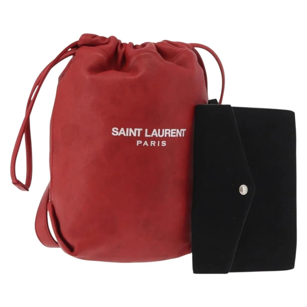 Saint Laurent Teddy Bucket Leather, Red, Leather, Shoulder Bag
