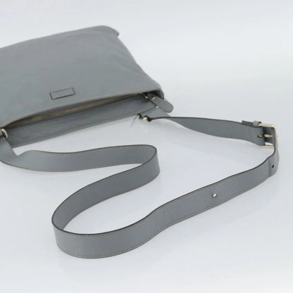 Gucci Zip Top Messenger Guccissima Leather, Gray, Canvas, Shoulder Bag