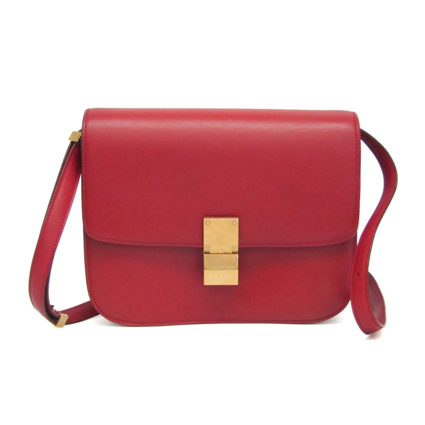 Celine Classic Box Smooth Leather, Red, Calfskin, Handbag