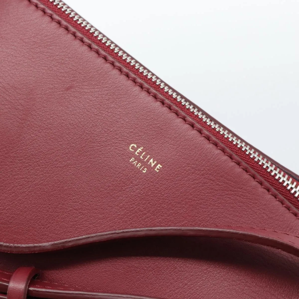 Celine Fortune Cookie Convertible Leather, Burgundy, Leather, Shoulder Bag