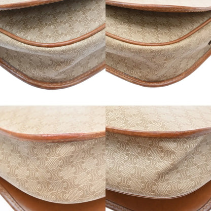 Celine Vintage Macadam Canvas and Leather, Beige, Canvas, Handbag
