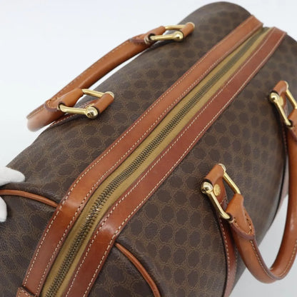 Celine Vintage Macadam Boston Canvas and Leather, Brown, Canvas, Handbag