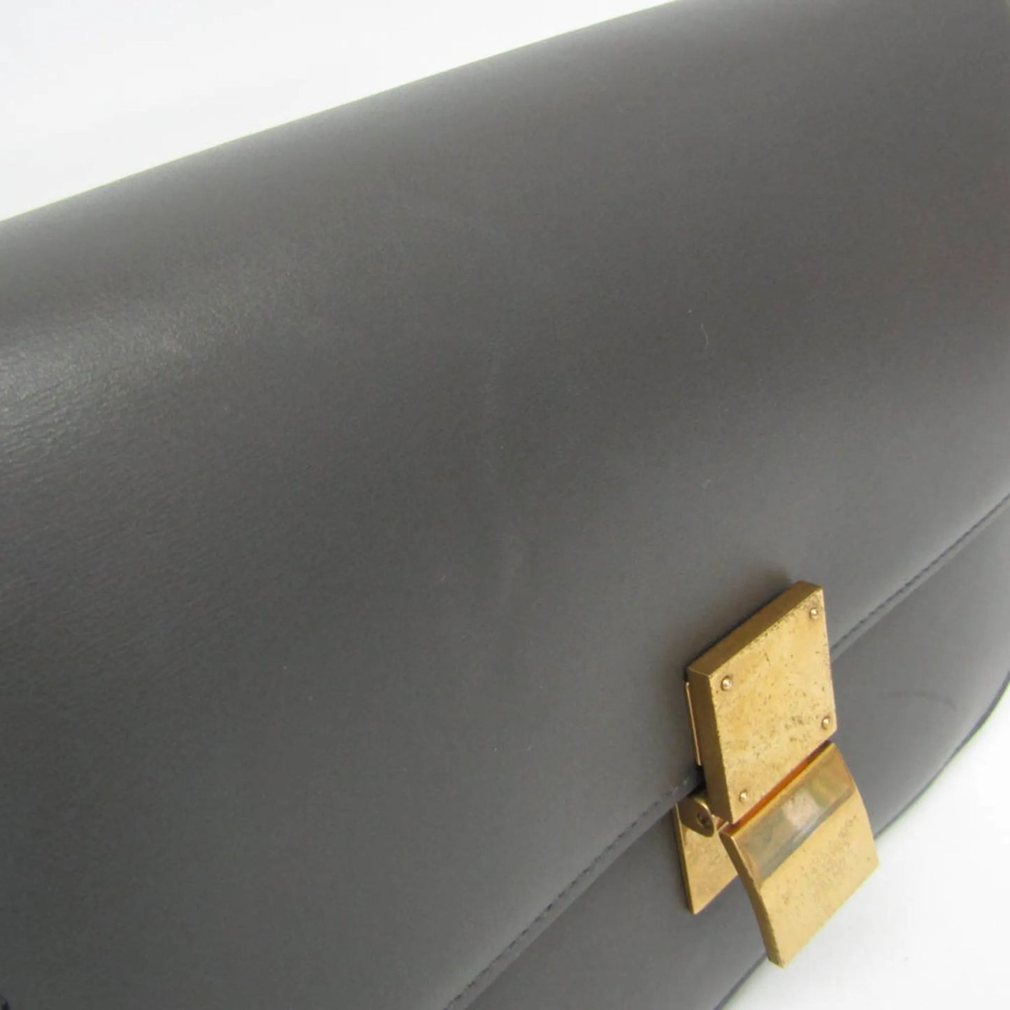 Celine Classic Box Bag Smooth Leather, Gray, Leather, Shoulder Bag