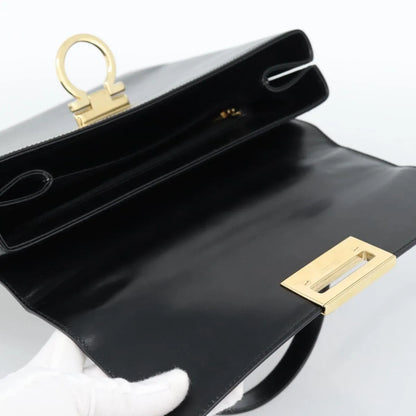 Salvatore Ferragamo Convertible Top Handle Leather, Black, Leather, Handbag