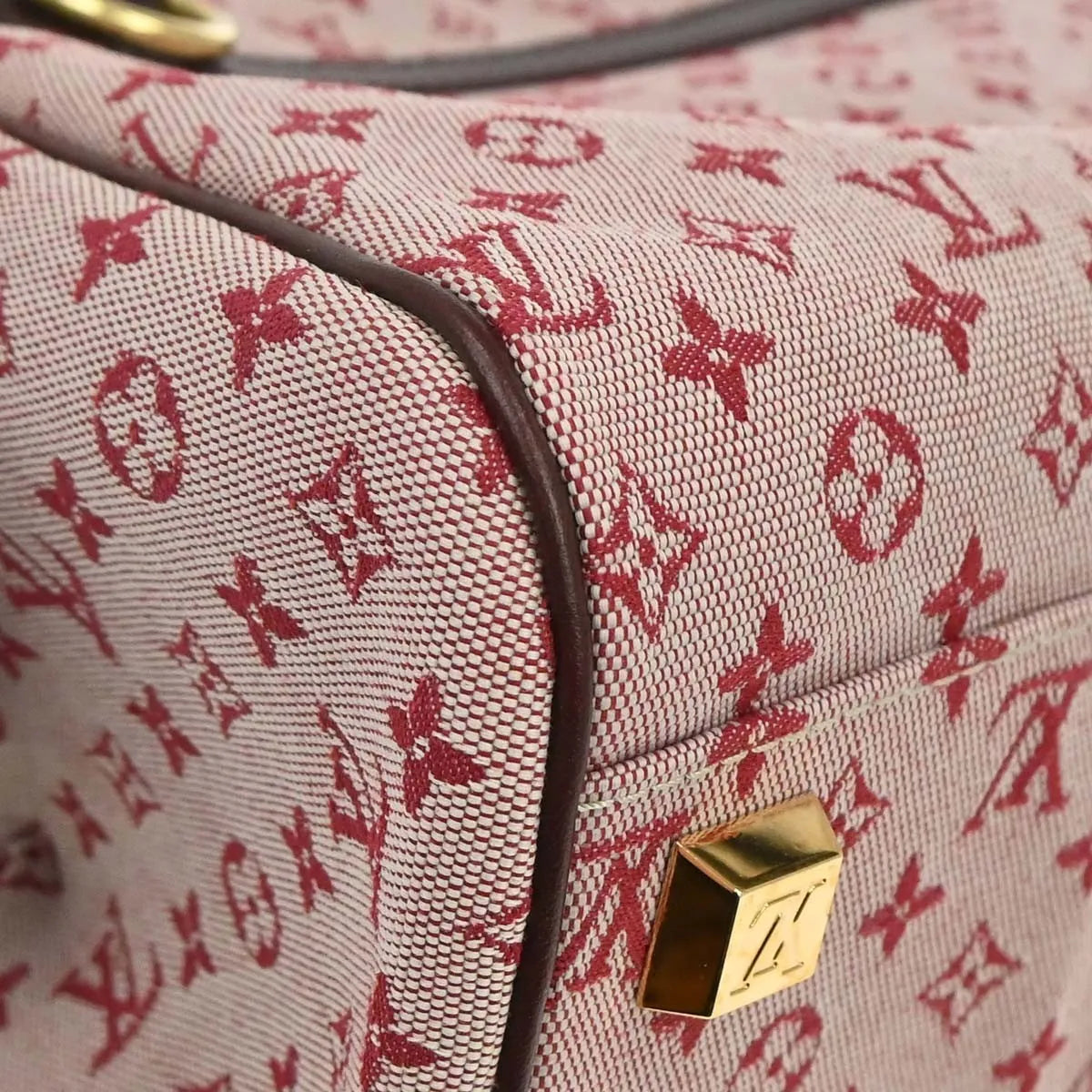 Louis Vuitton Joséphine Mini Lin, Burgundy, Canvas, Handbag