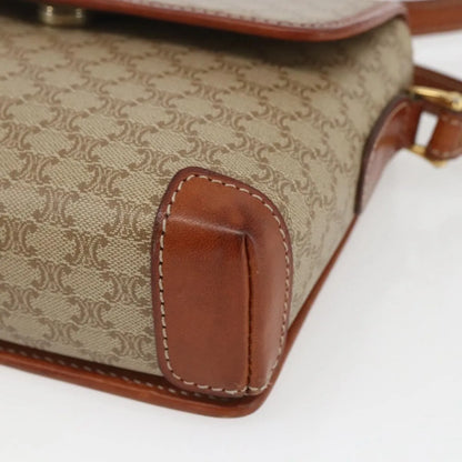 Celine Vintage Macadam Canvas and Leather, Beige, Canvas, Shoulder Bag