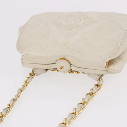 Chanel Vintage Diamond CC Tassel Quilted Lambskin, White, Leather, Shoulder Bag