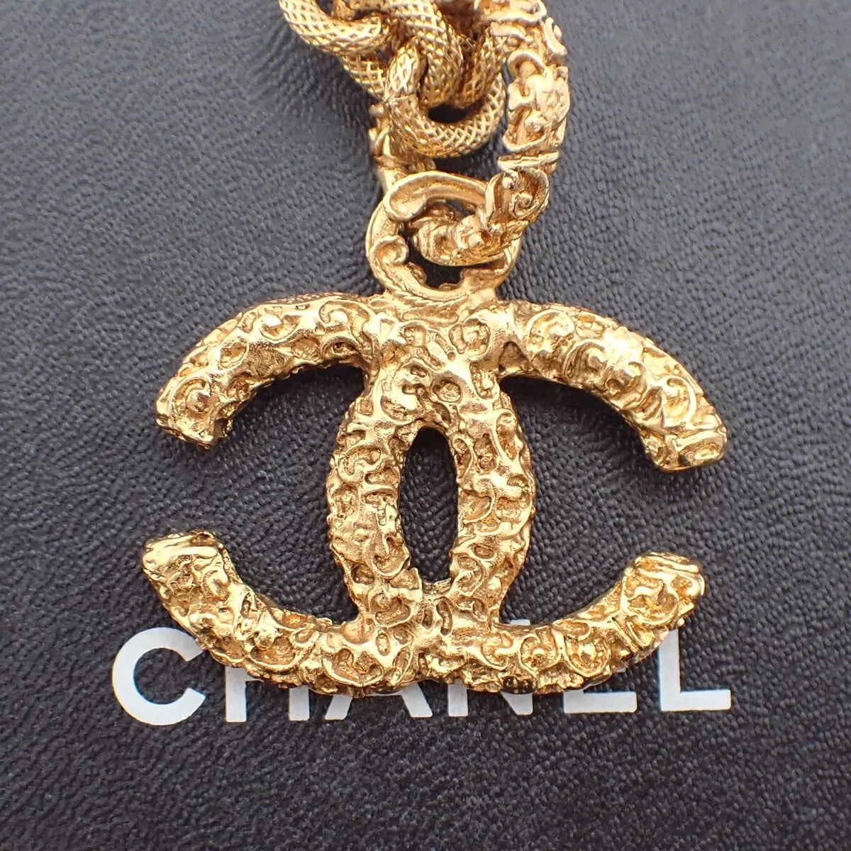 Chanel Vintage CC Logo Chain Charm Pendant Gold-plated, Gold, Gold Plated, Necklace