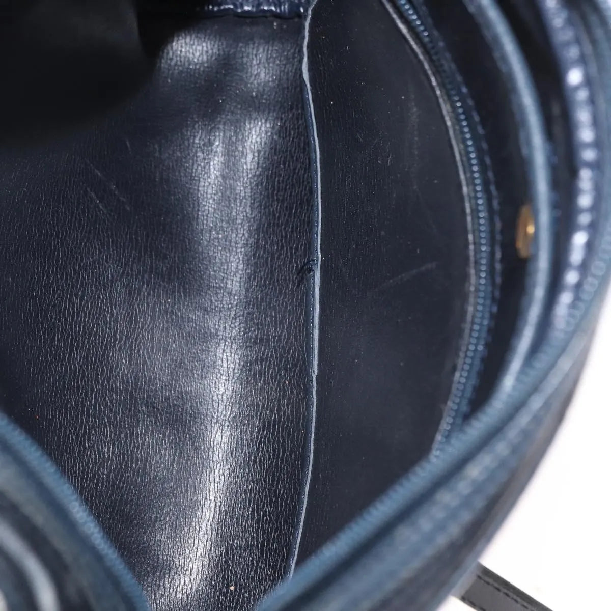 Christian Dior Vintage CD Logo Leather, Navy, Leather, Shoulder Bag