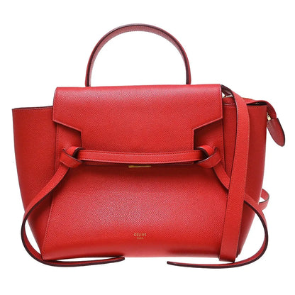 Celine Belt Calfskin, Red, Leather, Handbag
