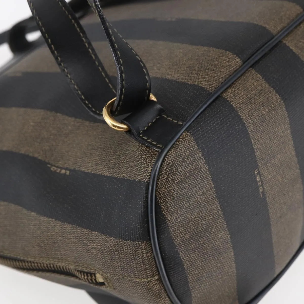 Fendi Vintage Pequin Logo Coated Canvas, Brown, Canvas, Backpack