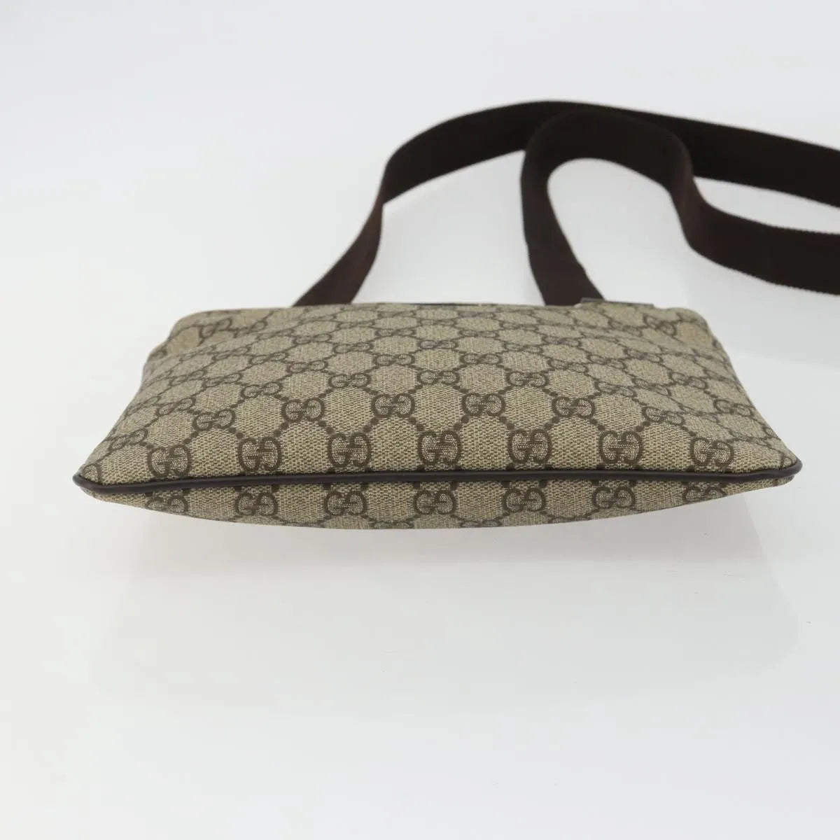Gucci Zip Top Messenger GG Canvas with Leather, Beige, Canvas, Shoulder Bag