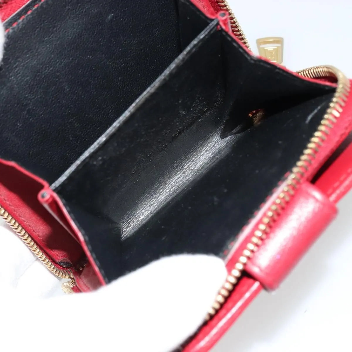 Saint Laurent Zipped Bifold Leather, Red, Leather, Wallet