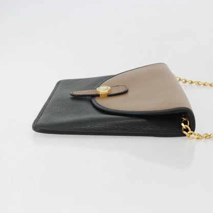 Christian Dior Vintage Chain Flap Leather, Black, Leather, Shoulder Bag