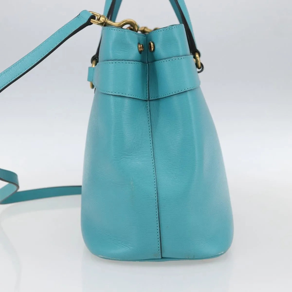 Gucci Bright Bit Convertible Tote Leather, Blue, Leather, Tote Bag