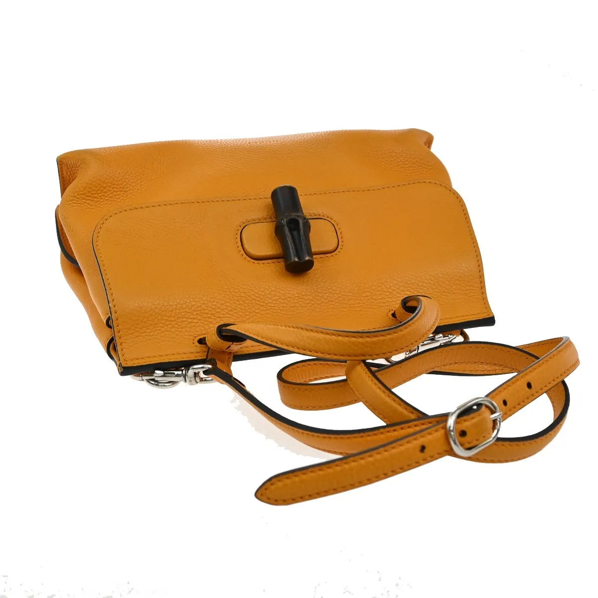 Gucci Bamboo Daily Top Handle Leather, Orange, Leather, Handbag