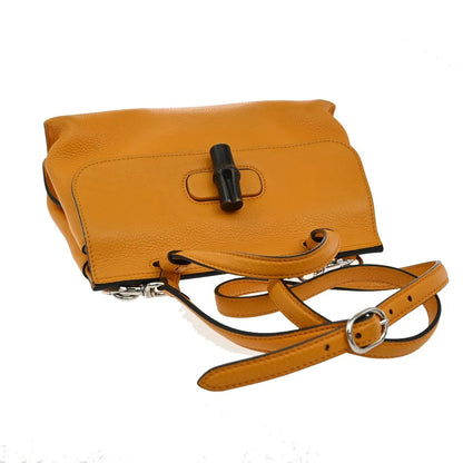 Gucci Bamboo Daily Top Handle Leather, Orange, Leather, Handbag
