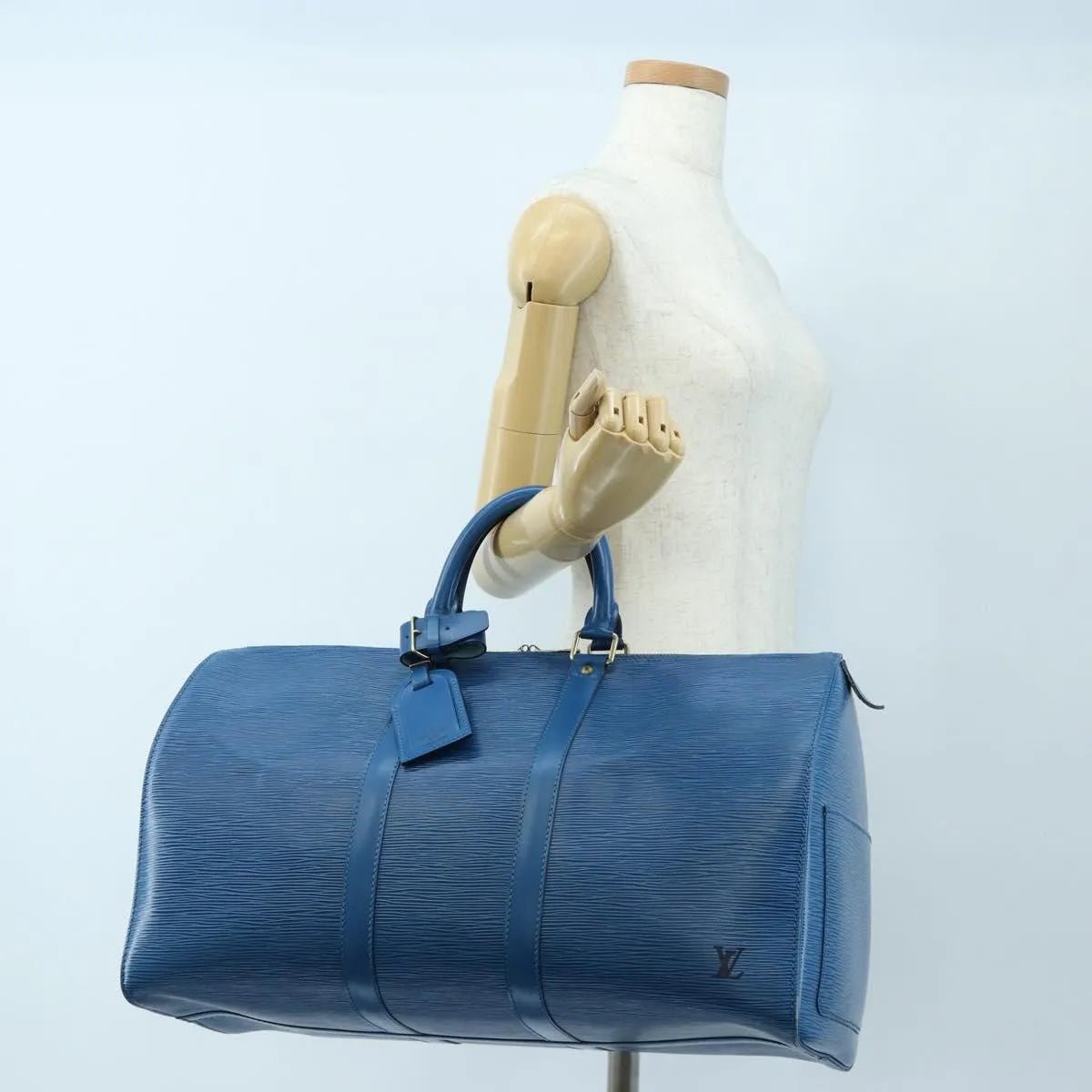 Louis Vuitton Keepall Epi Leather, Blue, Leather, Travel Bag