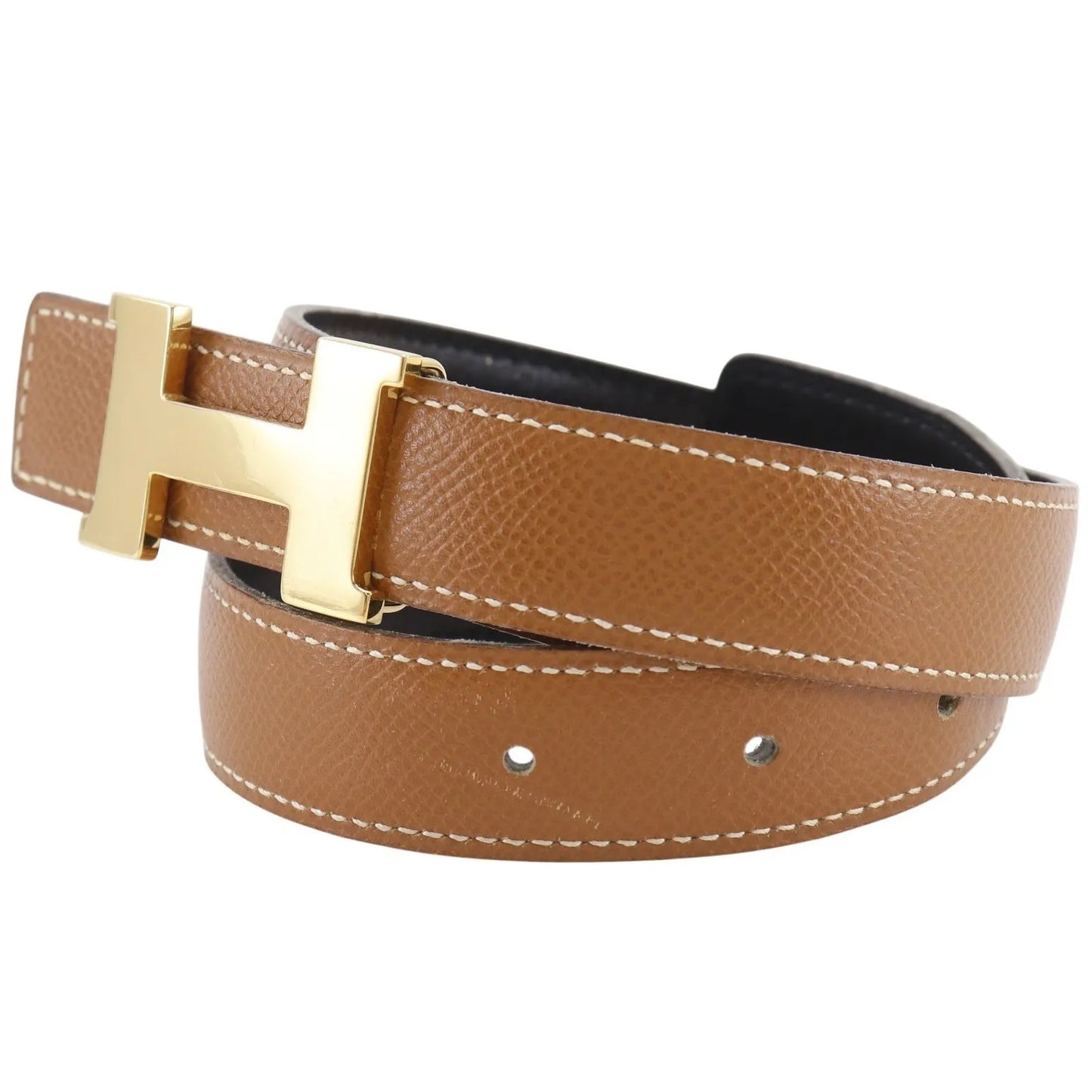 Hermes Constance Reversible Belt Leather, Brown, Leather, Belt