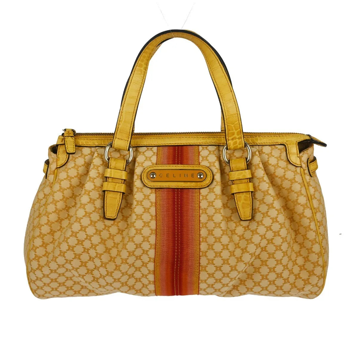 Celine Handbag Canvas, Yellow, Canvas, Handbag