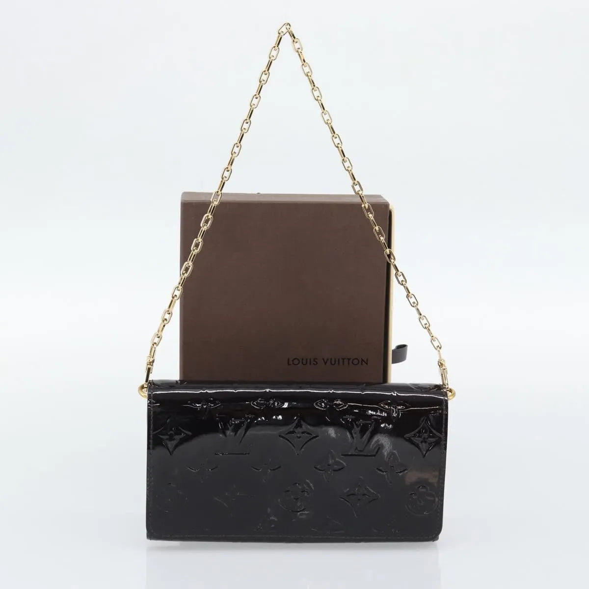 Louis Vuitton Sarah Chain Monogram Vernis, Burgundy, Patent Leather, Clutch